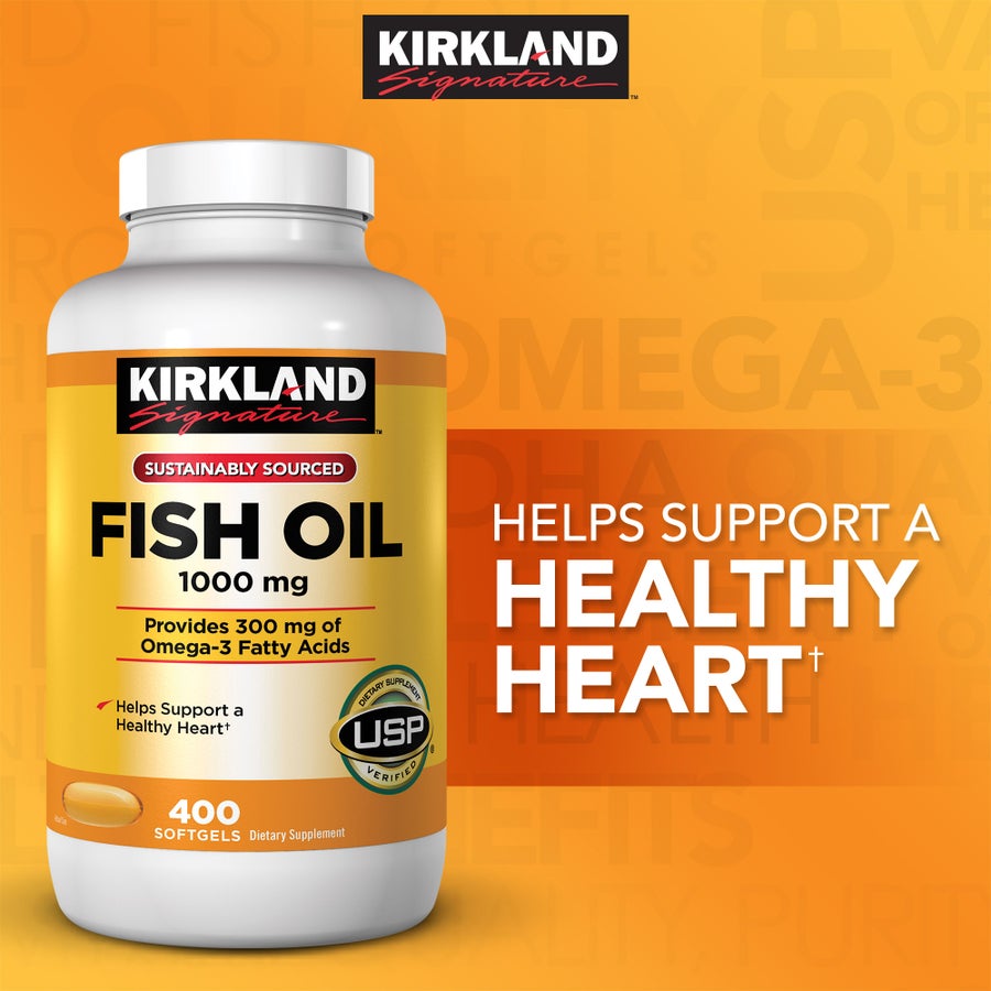 Combo 2 hộp dầu cá Omega-3 hỗ trợ tim mạch Kirkland – 2 × 400 viên – ảnh 3