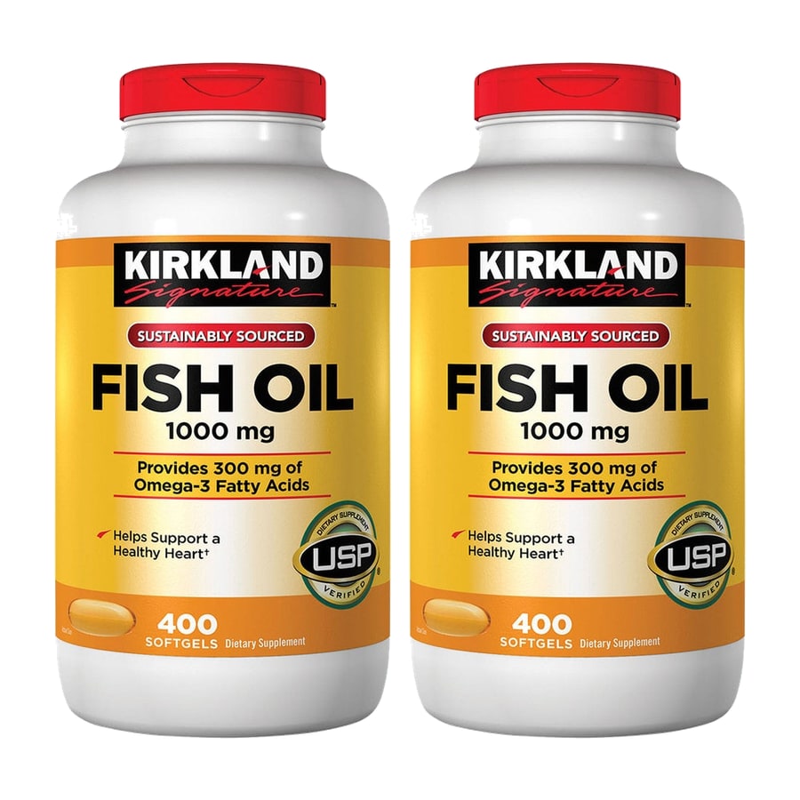 Combo 2 hộp dầu cá Omega-3 hỗ trợ tim mạch Kirkland – 2 × 400 viên