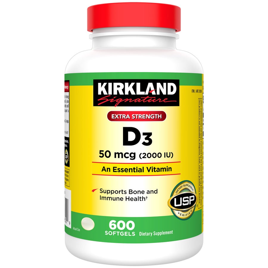 Combo 2 hộp vitamin D3 2000 IU hỗ trợ xương Kirkland – 2 × 600 viên – ảnh 2