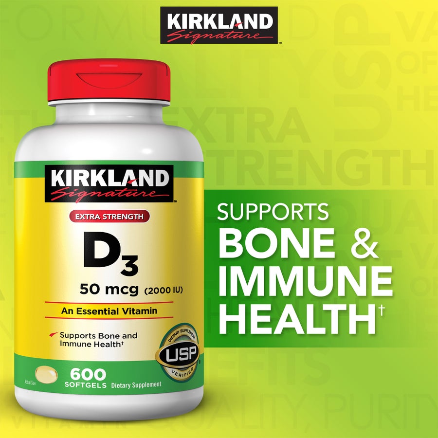 Combo 2 hộp vitamin D3 2000 IU hỗ trợ xương Kirkland – 2 × 600 viên – ảnh 3