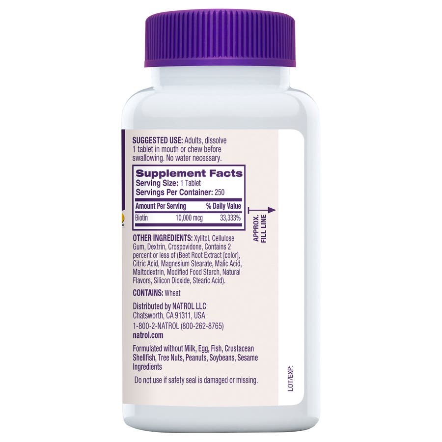 Biotin hỗ trợ tóc da móng Natrol 10000mcg – 250 viên – ảnh 3